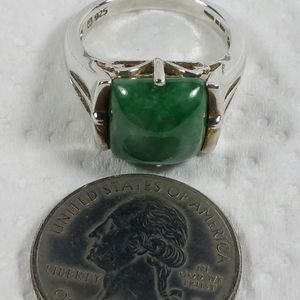 DESIGNER GREEN AVENTURINE STERLING SILVER RING